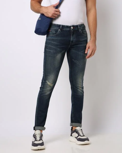Men Mid-Wash Slim Fit Mid-Rise Jeans