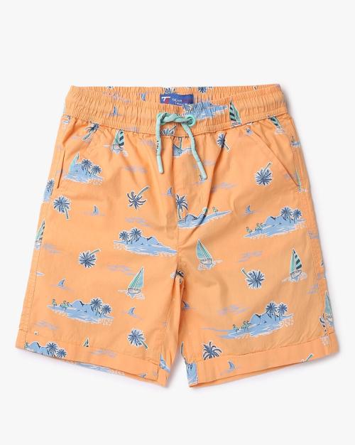 Aop Novelty Print Flat-Front Shorts