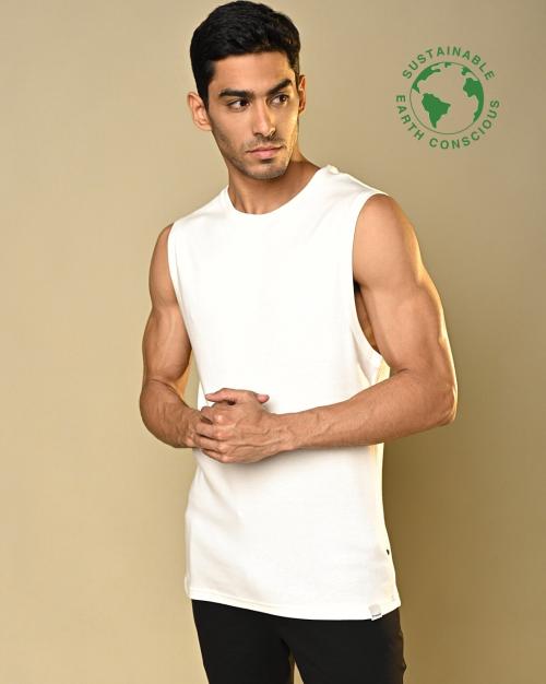 Regular Fit Half-Sleeve Crew-Neck Singlet