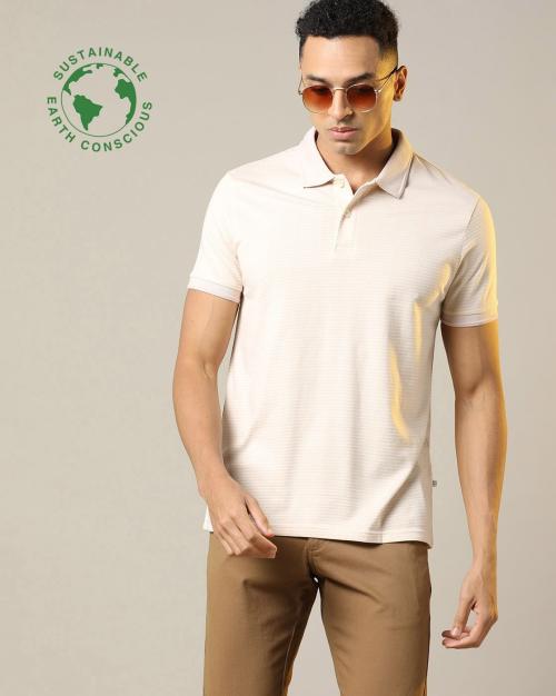 Regular Fit Striped Organic Cotton Polo T-Shirt