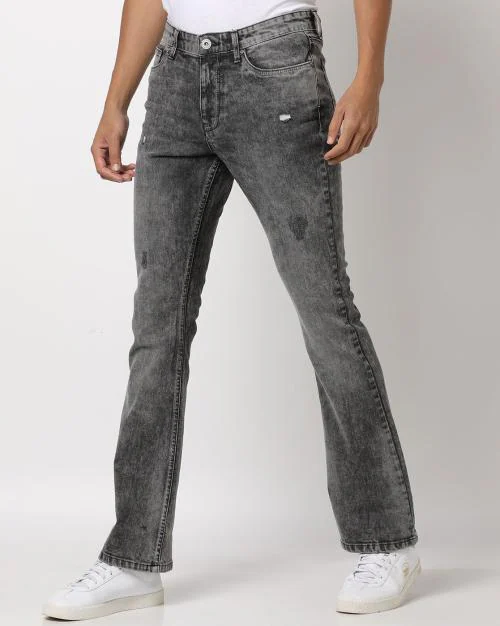Buy Men MidWash Distressed Bootcut Jeans Online at Best Prices in
