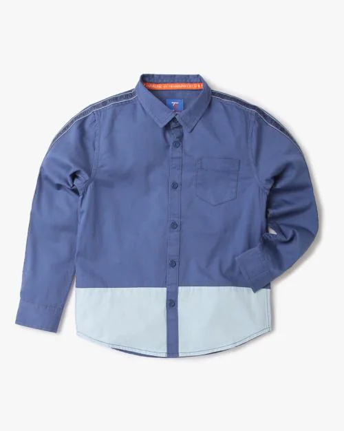 Colorblock Shirt with Patch Pocket