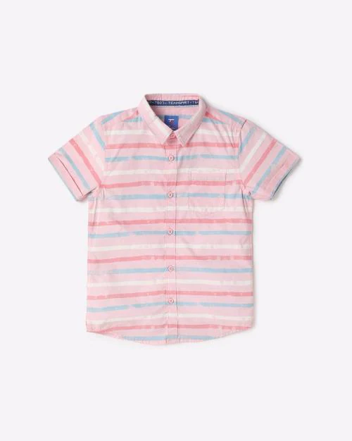 Striped Shirt with Spread Collar