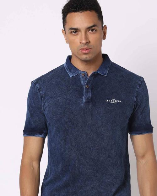 Regular Fit Cotton Polo T-Shirt with Logo Print