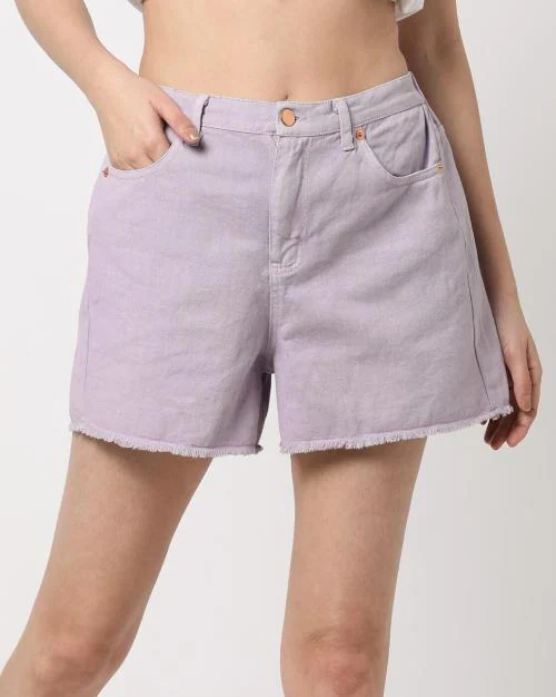 Denim Shorts with Frayed Hems