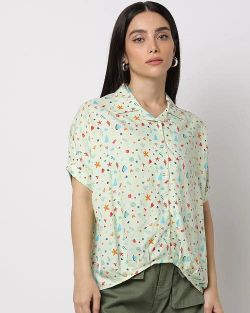Printed Shirt with Extended Sleeves