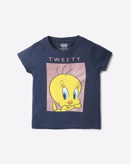 Tweety Print Crew-Neck T-Shirt