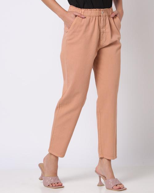 Mid-Rise Trousers with Elasticated Waist