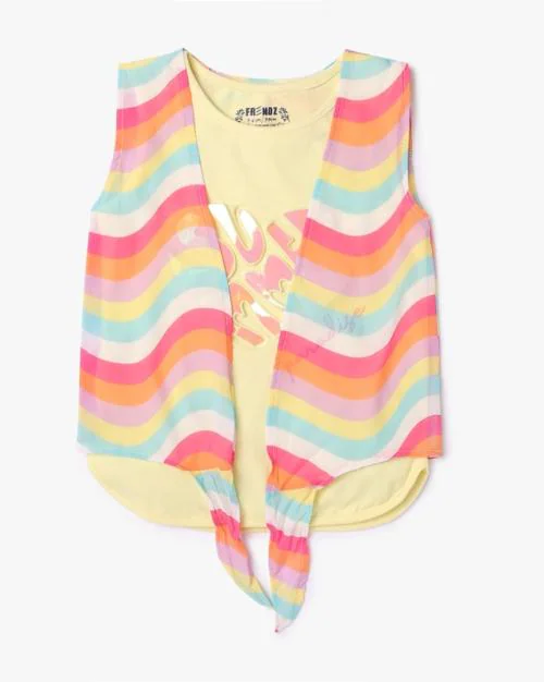 Round-Neck T-Shirt with Attached Shrug