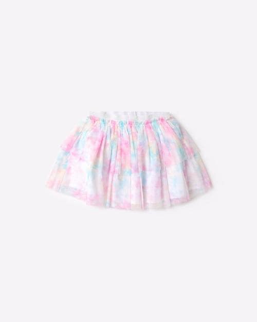 Printed Tulle A-Line Skirt