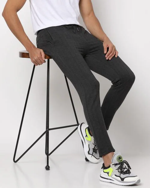 Men Herringbone Straight Fit Track Pants