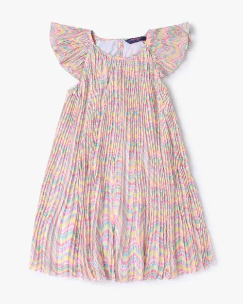 Printed Accordian Pleat Tent Dress