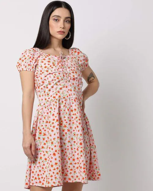 Floral Print A-Line Dress