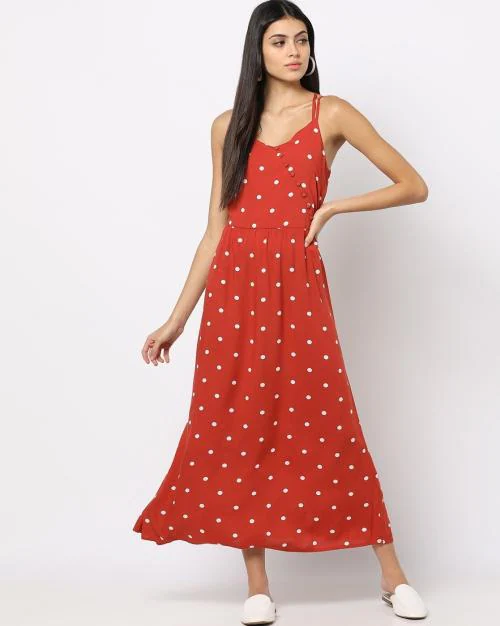 Polka-Dot Print Fit & Flare Dress