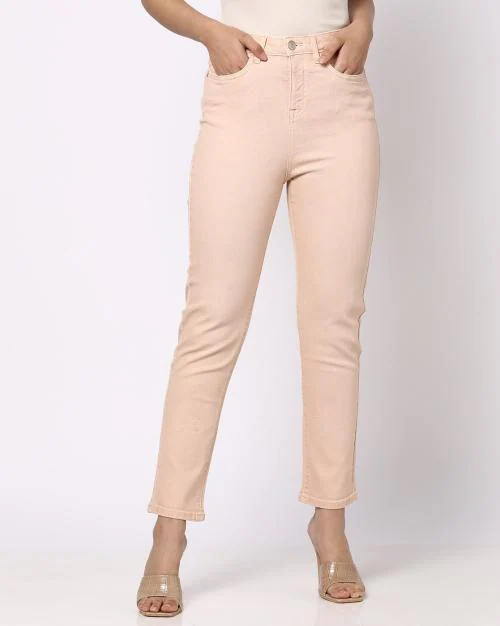 Women Over-Dyed High-Rise Straight Fit Jeans