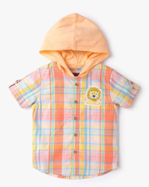 Checked Hooded Cotton Shirt