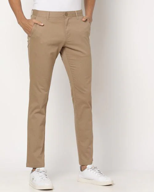 Buy FlatFront Tapered Fit Trousers Online at Best Prices in India