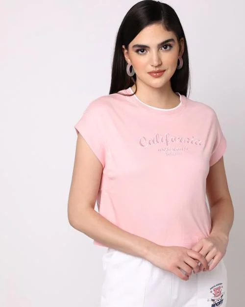 Embroidered Round-Neck Top