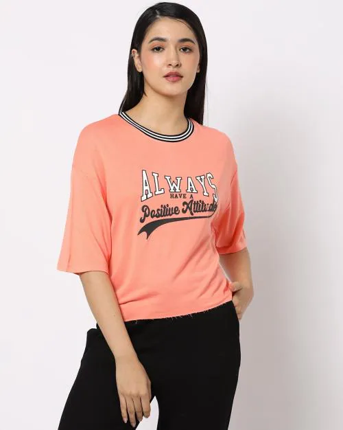 Typographic Print Crew-Neck T-Shirt