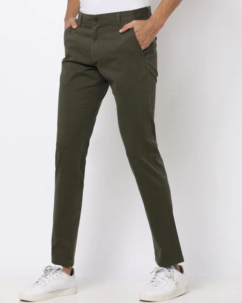 Buy Tapered Fit Trousers with Insert Pockets Online at Best Prices in ...