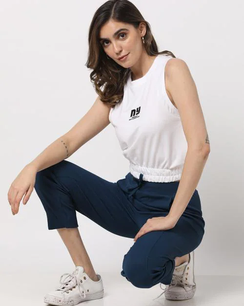 Printed Crew-Neck Cropped T-Shirt