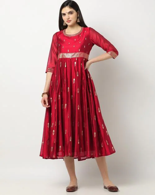 Round-Neck A-Line Dress