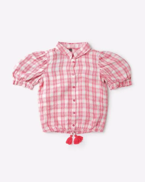 Checked Top with Tassels