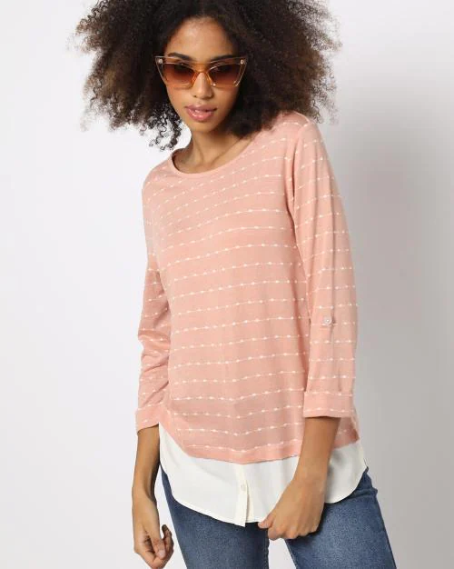Striped Round-Neck Top