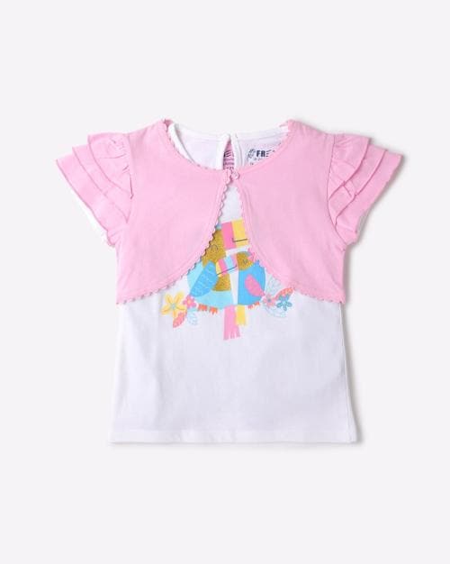 Printed T-Shirt with Shrug