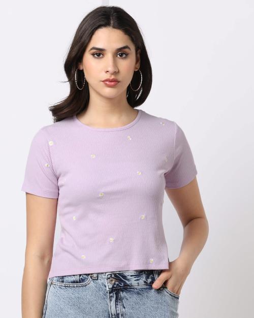 Ribbed Round-Neck Top