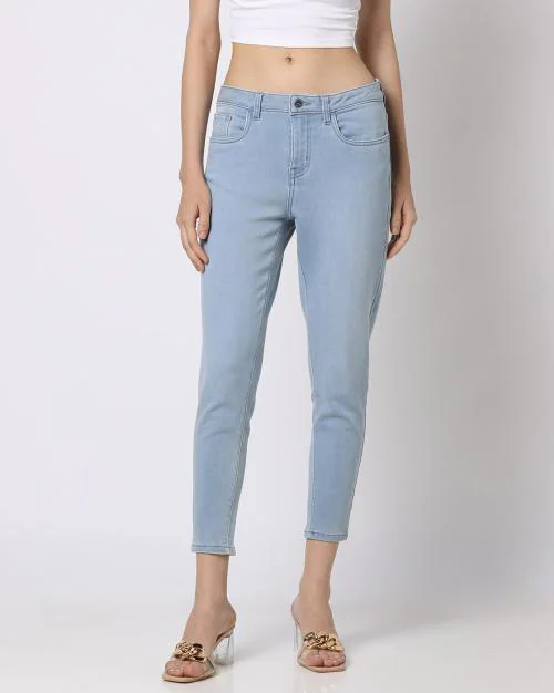 Women Lightly Washed Cropped Skinny Jeans