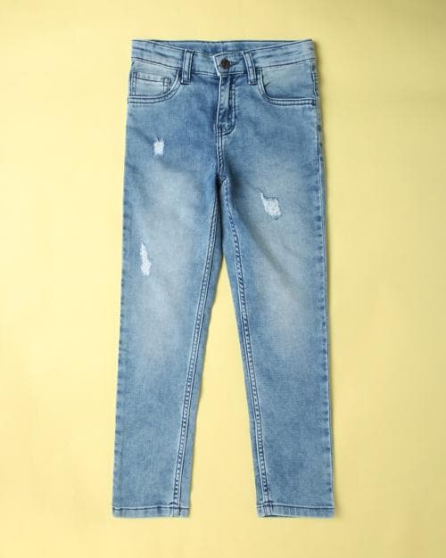 Heavily Washed Distressed Jeans