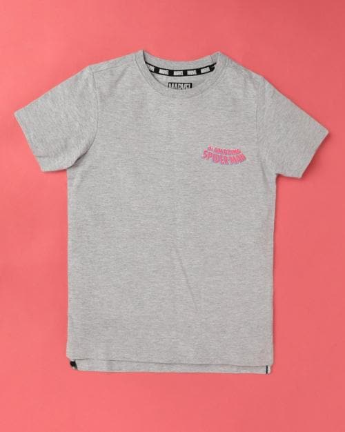 Spiderman Print Round-Neck T-Shirt