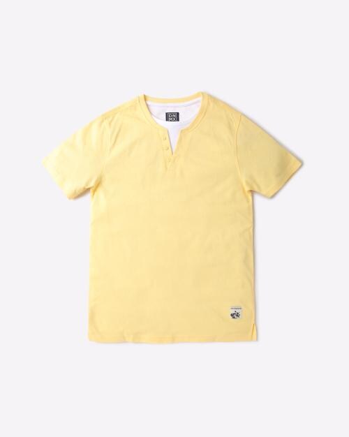 Henley T-Shirt with Vented Hemline