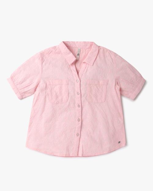 Floral Embroidered Button-Down Top