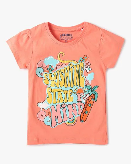 Typographic Print Round-Neck T-Shirt