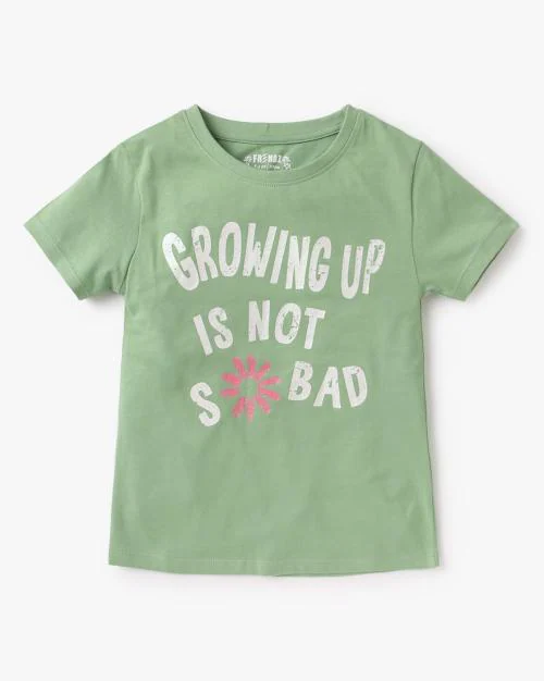 Typographic Print Round-Neck T-Shirt