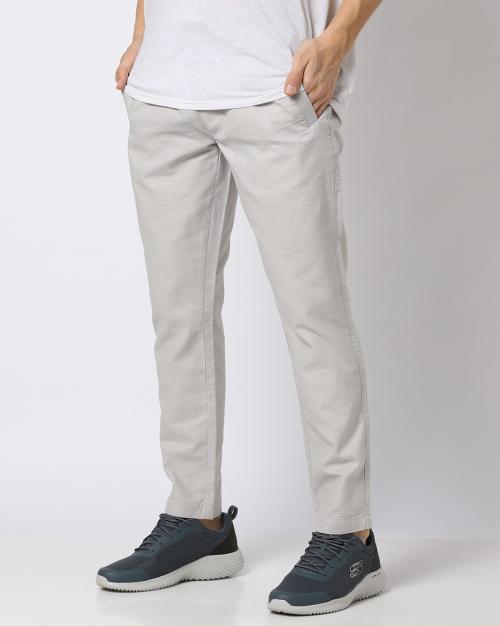 Slim Fit Pants with Elasticated Drawstring Waist