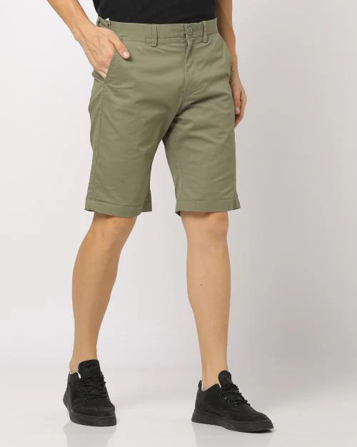 Slim Fit Flat-Front Shorts