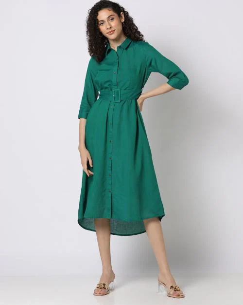 Buy ButtonDown Shirt Dress with Belt Online at Best Prices in India