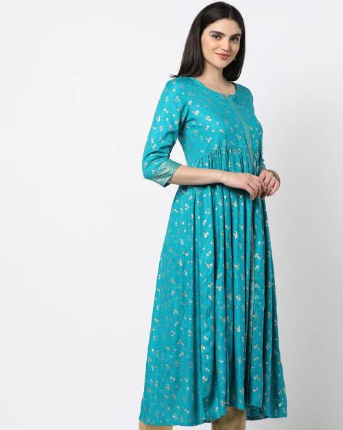 Floral Print Flared Kurta