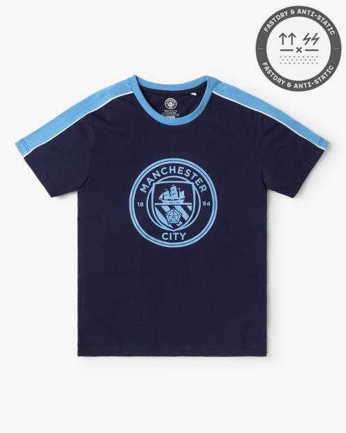 Boys Manchester City Contrast Panel T-Shirt