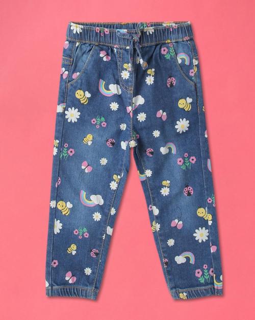 Printed Lightly Washed Jogger Jeans
