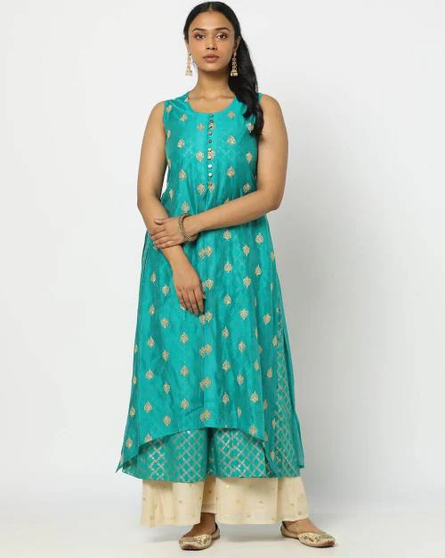 Embroidered Layered A-Line Kurta