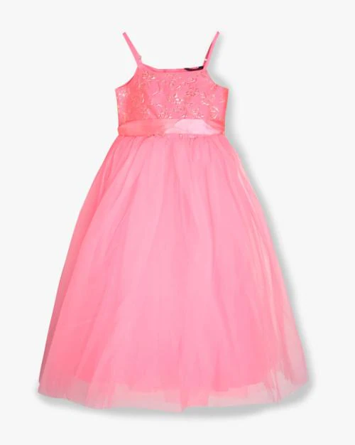 Embellished A-Line Dress with Tie-Up