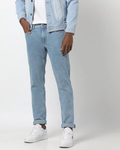 Men Striped Skinny Fit Jeans