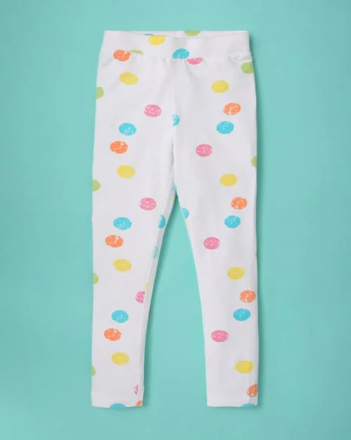 Polka Dot Print Leggings with Elasticated Waist