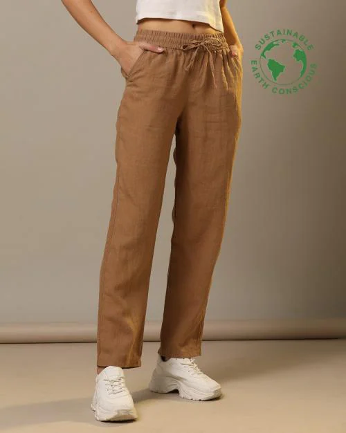 Pure Linen Solid Drawstring Trouser