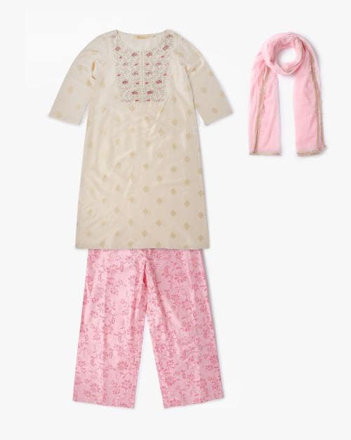 Embroidered Straight Kurta Suit Set