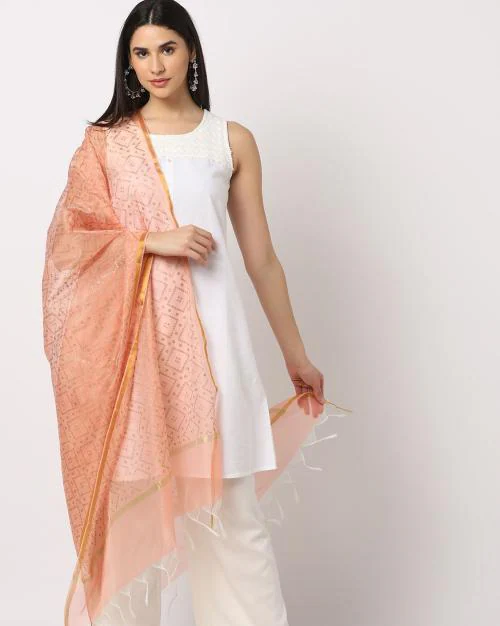 Buy Foil Print Dupatta with Tassels Online at Best Prices in India